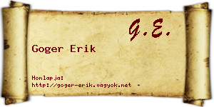 Goger Erik névjegykártya